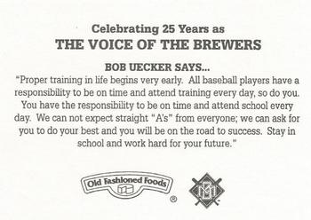 1995 Milwaukee Brewers Police - John Deere Horicon Works, Horicon Police Department #NNO Bob Uecker Back