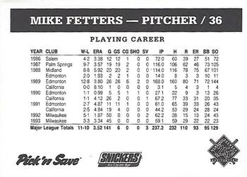 1994 Milwaukee Brewers Police - Your Local Police Department, Green Giant / Pillsbury #NNO Mike Fetters Back