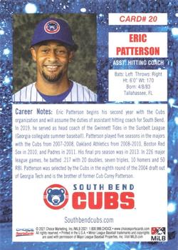 2021 Choice South Bend Cubs #20 Eric Patterson Back