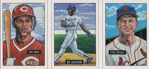 1987 Baseball Cards Magazine Repli-cards - Panels #1/2/325 Eric Davis / Bo Jackson / Stan Musial Front