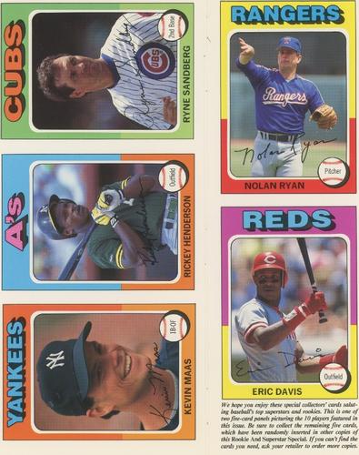 1991 Baseball Cards Presents Superstar and Rookie Special Repli-Cards - Panels #1-5 Nolan Ryan / Eric Davis / Ryne Sandberg / Rickey Henderson / Kevin Maas Front