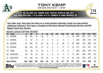 2022 Topps #114 Tony Kemp Back