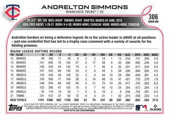 2022 Topps #306 Andrelton Simmons Back