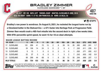 2022 Topps #407 Bradley Zimmer Back