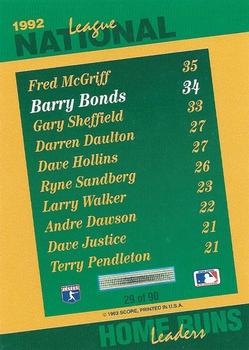 1993 Score - Select Stat Leaders #29 Barry Bonds Back