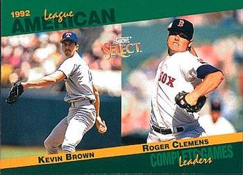 1993 Score - Select Stat Leaders #62 Kevin Brown / Roger Clemens Front