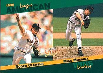 1993 Score - Select Stat Leaders #87 Roger Clemens / Mike Mussina Front