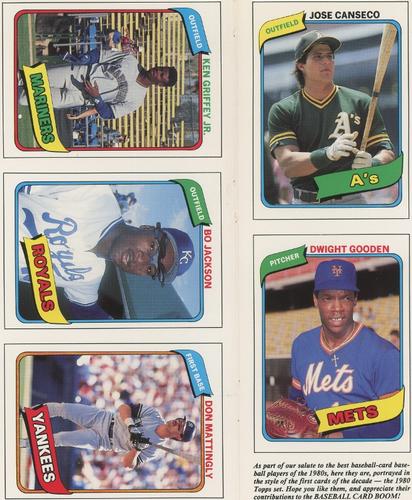 1990 Baseball Cards Presents Baseball Card Boom Repli-cards - Panels #1-5 Don Mattingly / Dwight Gooden / Jose Canseco / Bo Jackson / Ken Griffey Jr. Front