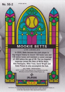 2021 Panini Prizm - Stained Glass Green Donut Circles Prizm #SG-2 Mookie Betts Back