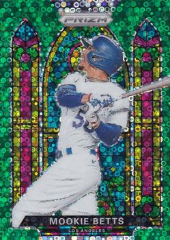 2021 Panini Prizm - Stained Glass Green Donut Circles Prizm #SG-2 Mookie Betts Front