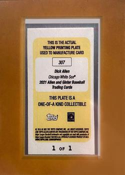 2021 Topps Allen & Ginter - Mini Framed Printing Plate Yellow #307 Dick Allen Back