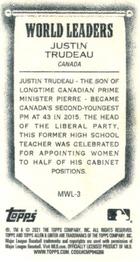 2021 Topps Allen & Ginter - World Leaders Minis #MWL-3 Justin Trudeau Back