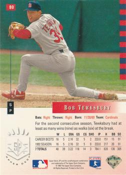 1993 SP #80 Bob Tewksbury Back