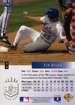 1993 SP #145 Tim Bogar Back