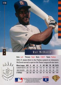 1993 SP #170 Ray McDavid Back