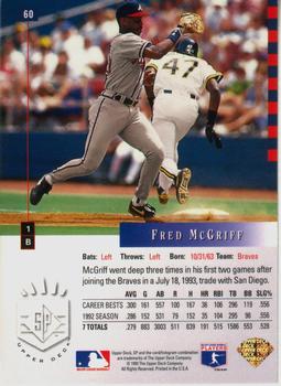 1993 SP #60 Fred McGriff Back