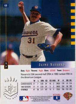 1993 SP #68 Jaime Navarro Back