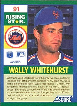 1991 Score 100 Rising Stars #91 Wally Whitehurst Back
