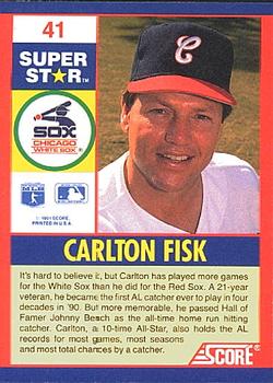 1991 Score 100 Superstars #41 Carlton Fisk Back