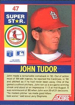 1991 Score 100 Superstars #47 John Tudor Back