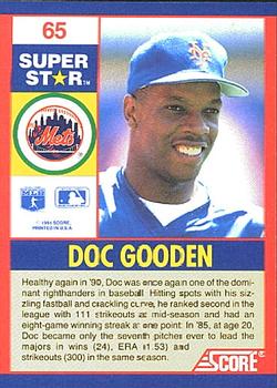1991 Score 100 Superstars #65 Doc Gooden Back