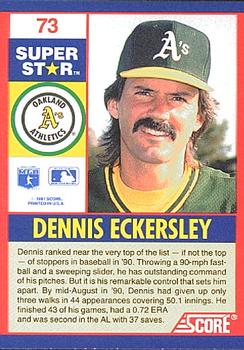 1991 Score 100 Superstars #73 Dennis Eckersley Back