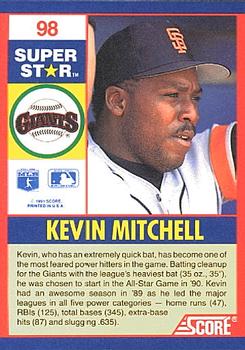 1991 Score 100 Superstars #98 Kevin Mitchell Back