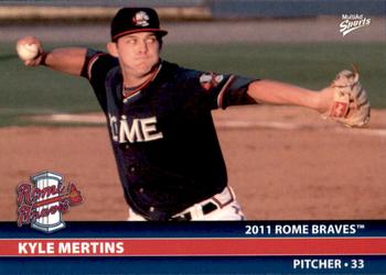 2011 MultiAd Rome Braves #15 Kyle Mertins Front