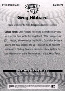 2011 Choice Mahoning Valley Scrappers #28 Greg Hibbard Back