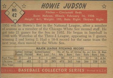 1953 Bowman Black & White #42 Howie Judson Back