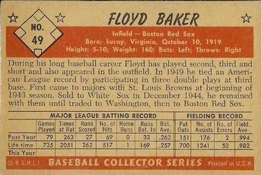 1953 Bowman Black & White #49 Floyd Baker Back