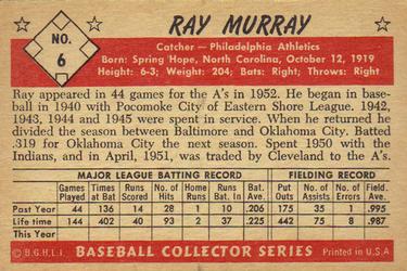 1953 Bowman Black & White #6 Ray Murray Back