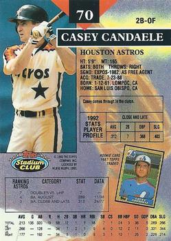 1993 Stadium Club #70 Casey Candaele Back