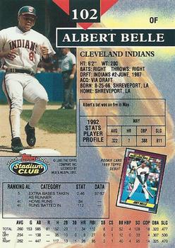 1993 Stadium Club #102 Albert Belle Back