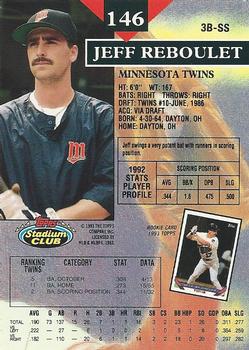 1993 Stadium Club #146 Jeff Reboulet Back