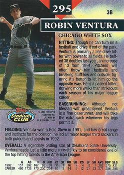 1993 Stadium Club #295 Robin Ventura Back
