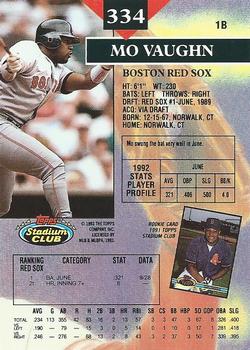 1993 Stadium Club #334 Mo Vaughn Back