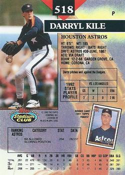 1993 Stadium Club #518 Darryl Kile Back