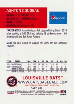 2021 Choice Louisville Bats #14 Ashton Goudeau Back