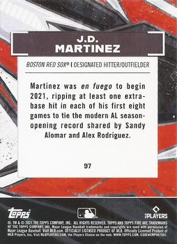 2021 Topps Fire - Flame #97 J.D. Martinez Back