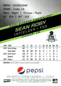 2021 Choice Eugene Emeralds #15 Sean Roby Back