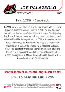 2021 Choice Richmond Flying Squirrels #42 Joe Palazzolo Back