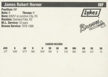 1995 Lykes Atlanta Braves #NNO Bob Horner Back
