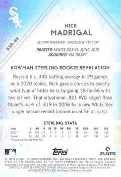 2021 Bowman Sterling - Red Refractor #BSR-88 Nick Madrigal Back