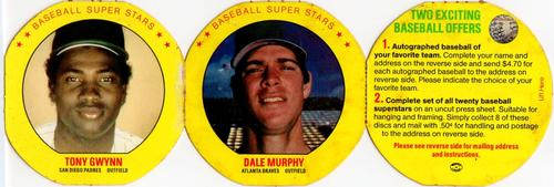 1987 Super Stars Discs - Panels #15-16 Dale Murphy / Tony Gwynn Front