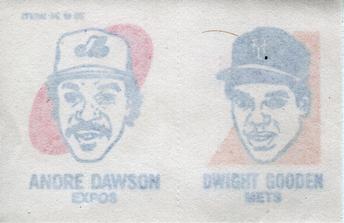1986 O-Pee-Chee Tattoos - Standard-Sized Panels #20 Dwight Gooden / Andre Dawson Back
