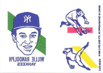 1986 O-Pee-Chee Tattoos - Standard-Sized Panels #NNO Willie Randolph Front