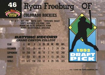1993 Stadium Club Murphy #46 Ryan Freeburg Back