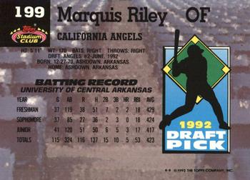 1993 Stadium Club Murphy #199 Marquis Riley Back