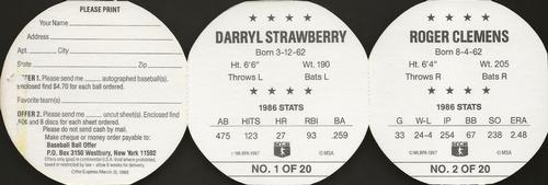 1987 Our Own Tea Discs - Panels #1-2 Darryl Strawberry / Roger Clemens Back